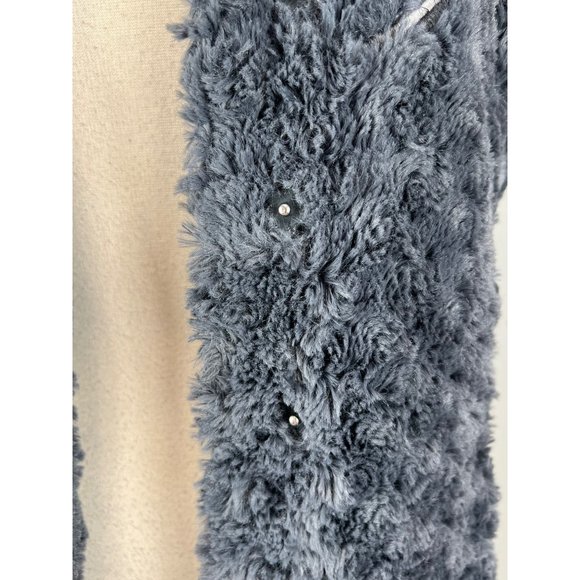 CoVelo Womens Blue Gray Sherpa Vest Plush Faux Fur Pockets Snap Front size 6 - Picture 8 of 12